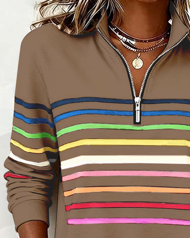 Bianca™ | Rainbow Stripe Zip Pullover