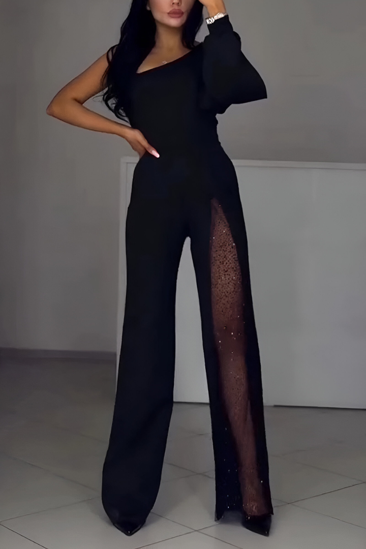 Daisy™ | One-Shoulder Jumpsuit with Glitter Detail