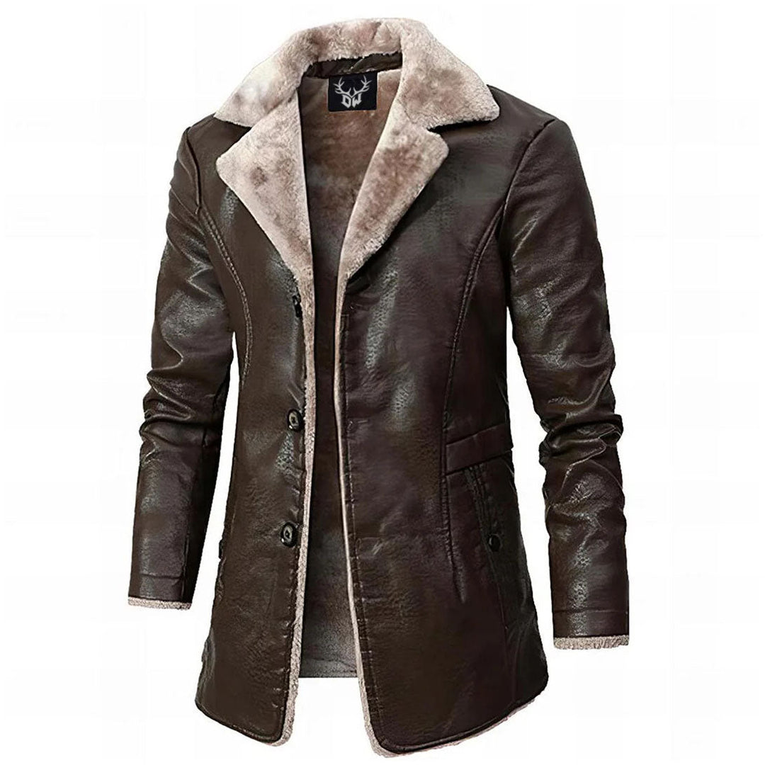 Dravino™ | Faux-Fur Collar Leather Coat