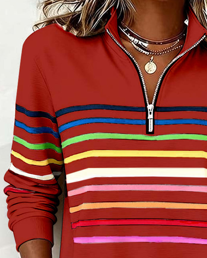 Bianca™ | Rainbow Stripe Zip Pullover