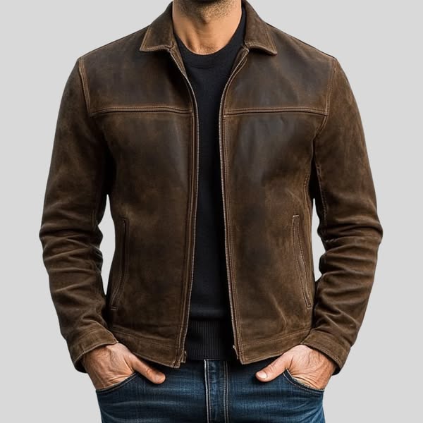 John™ | Genuine Leather Jacket with Zipper