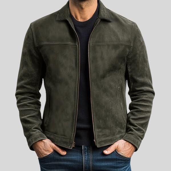 John™ | Genuine Leather Jacket with Zipper