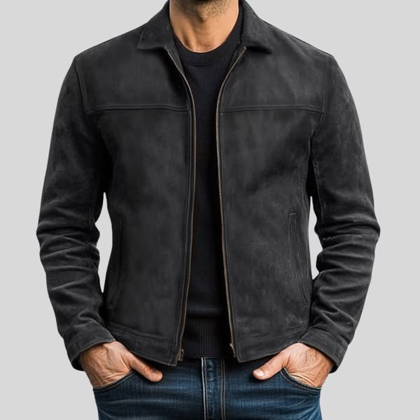 John™ | Genuine Leather Jacket with Zipper