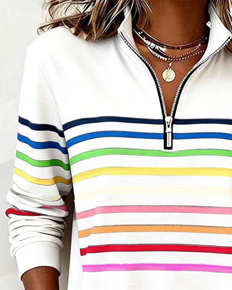 Bianca™ | Rainbow Stripe Zip Pullover