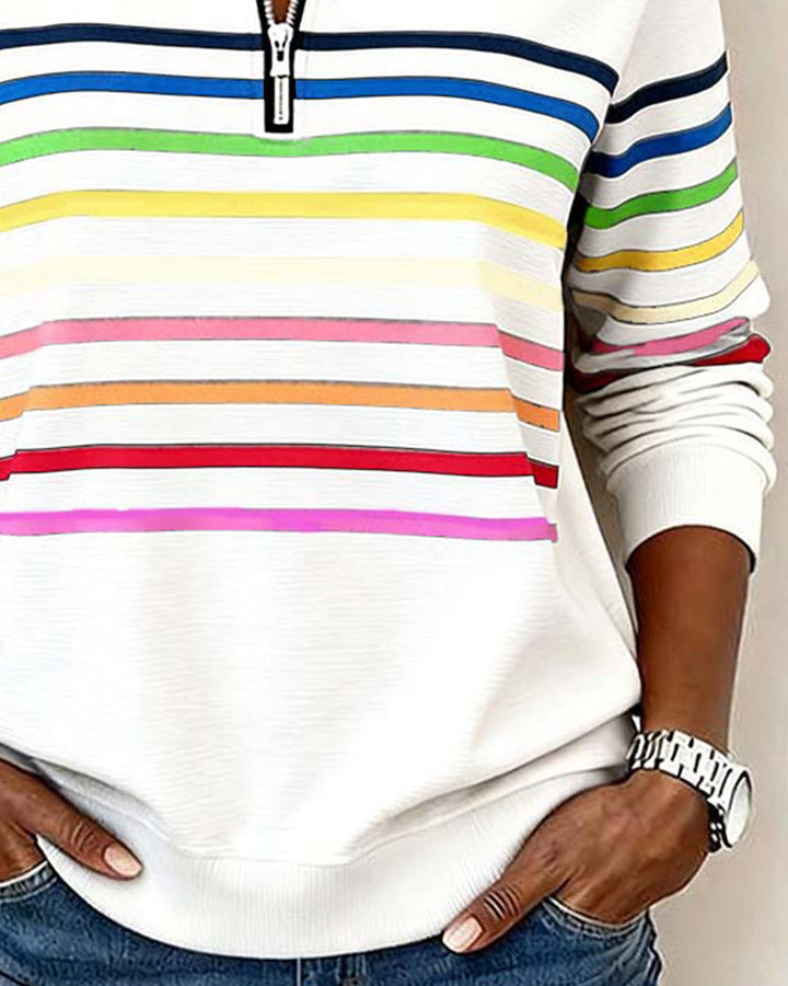 Bianca™ | Rainbow Stripe Zip Pullover