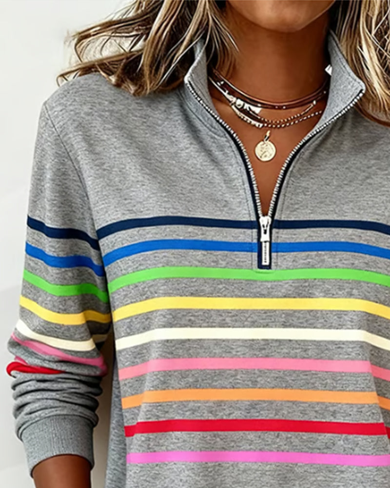 Bianca™ | Rainbow Stripe Zip Pullover