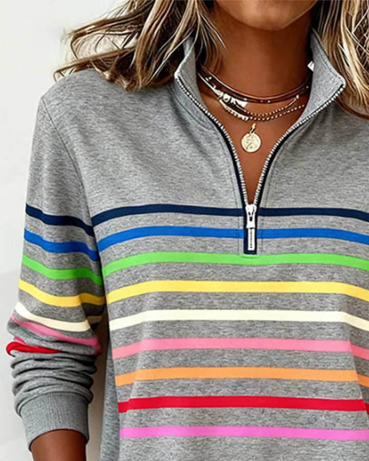 Bianca™ | Rainbow Stripe Zip Pullover