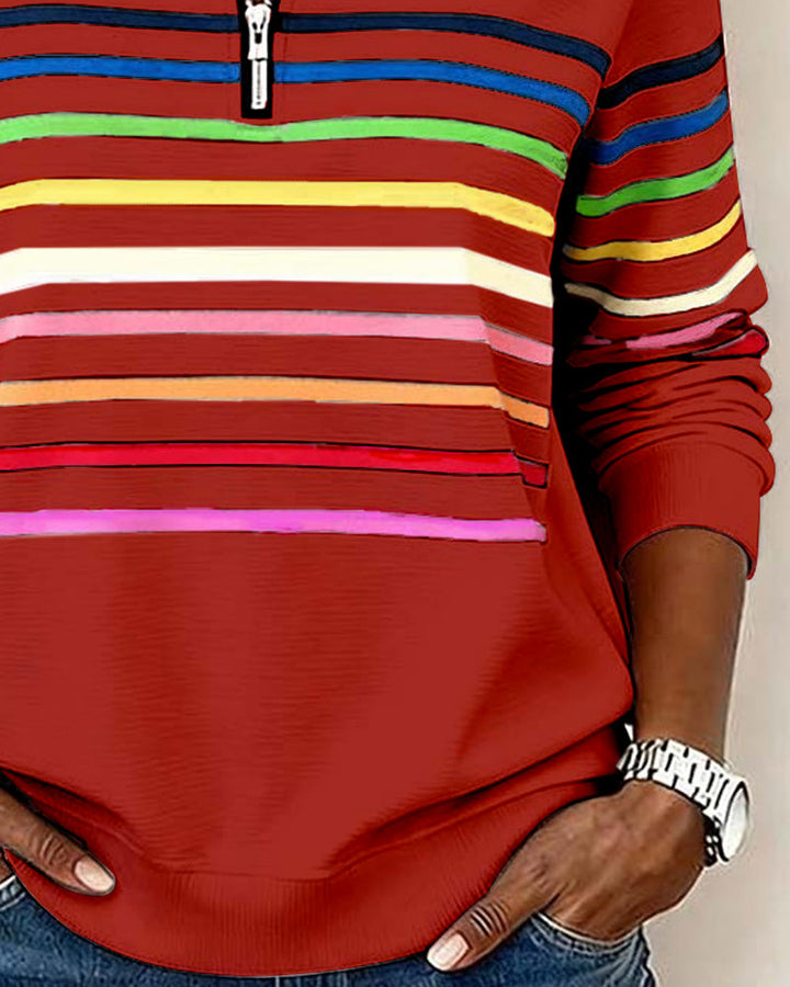 Bianca™ | Rainbow Stripe Zip Pullover