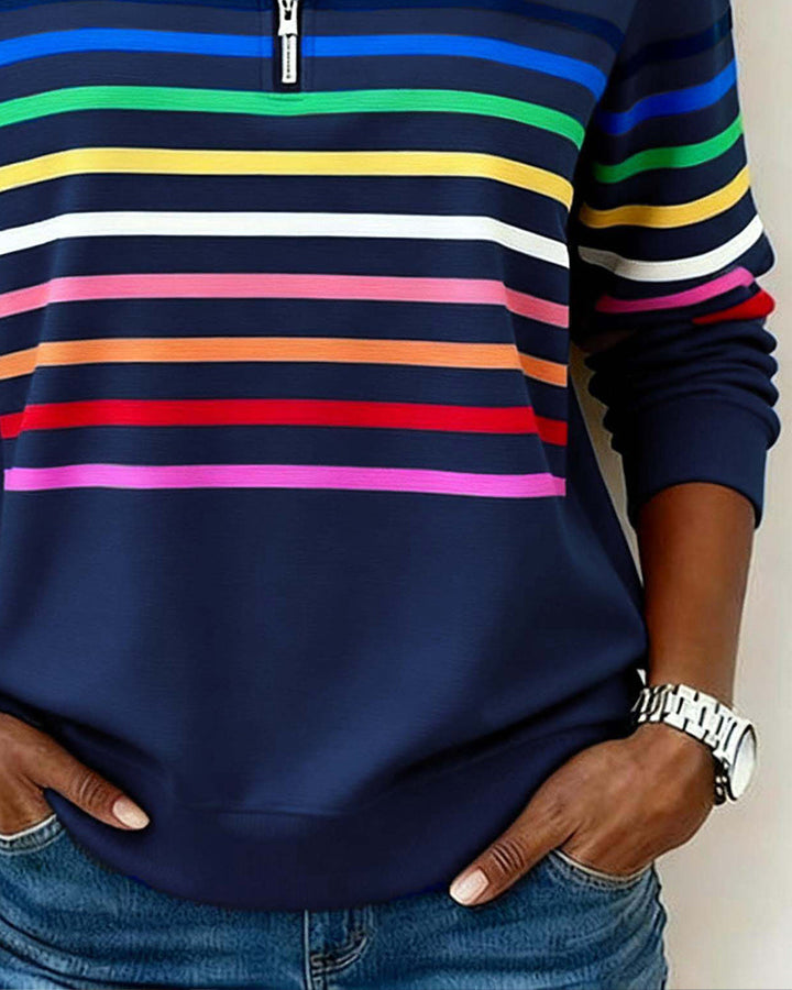Bianca™ | Rainbow Stripe Zip Pullover