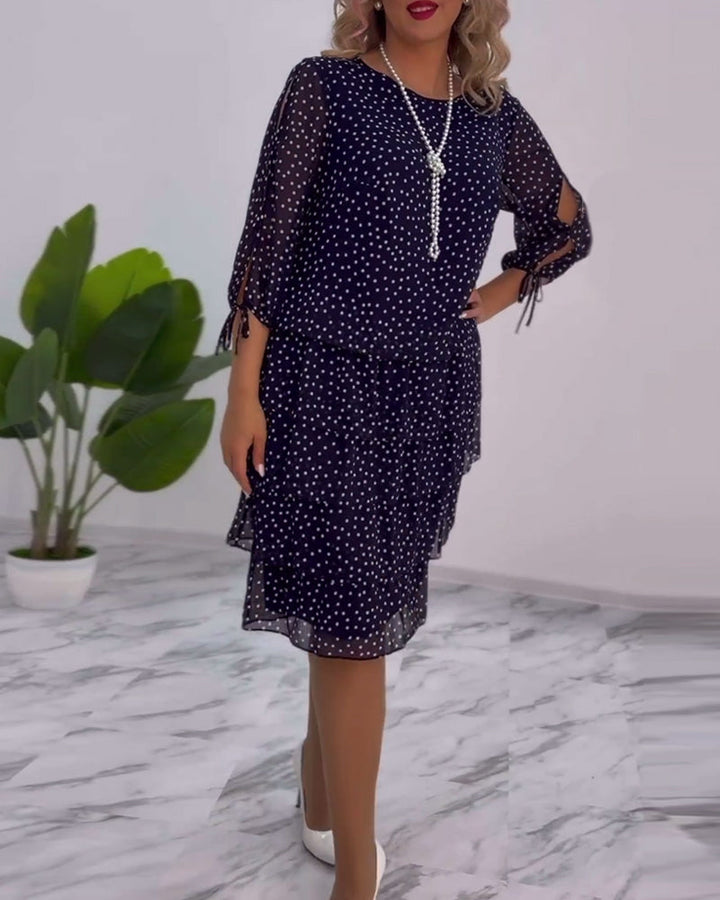 Claire™ Elegant Layered Polka Dot Dress