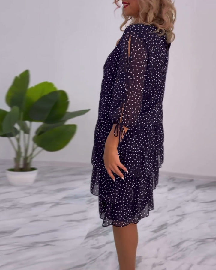 Claire™ Elegant Layered Polka Dot Dress