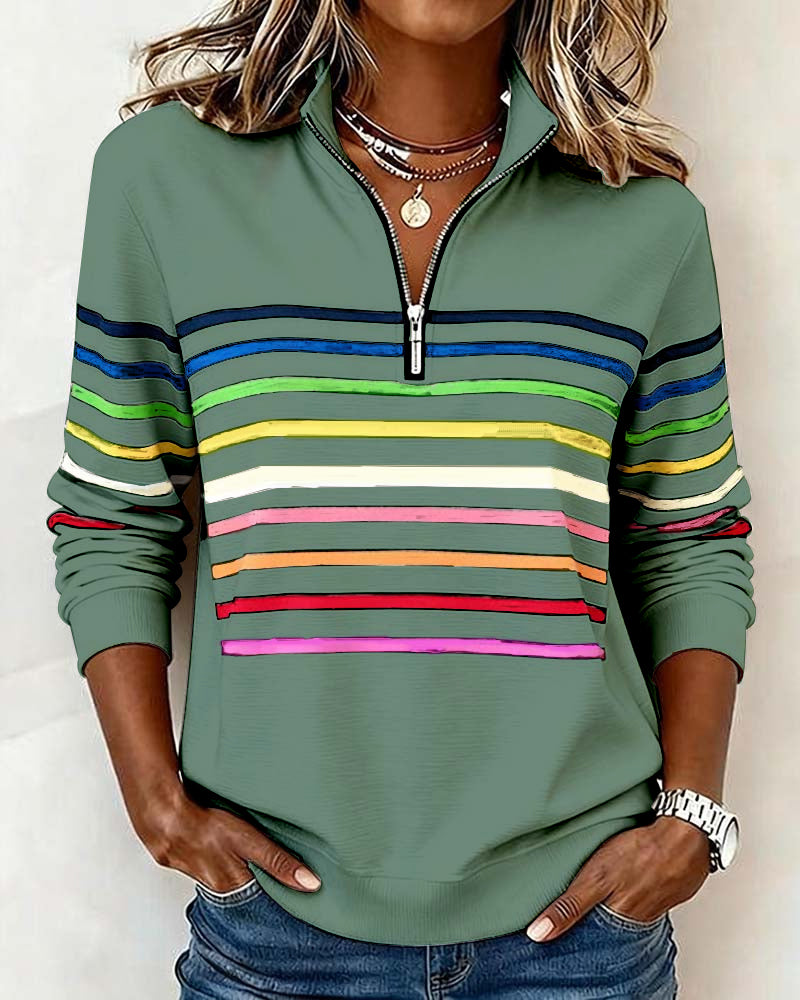 Bianca™ | Rainbow Stripe Zip Pullover