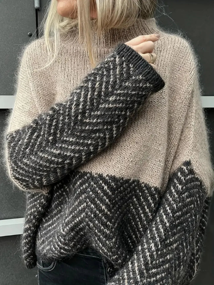 Lucia™ | Two-Tone Geometric Knit Sweater