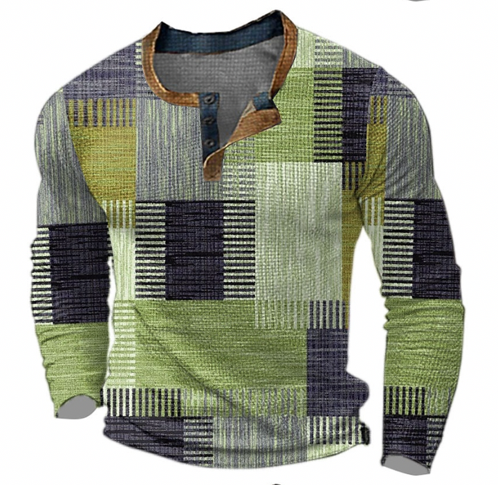 Fré | Stylish Henley shirt with geometric pattern