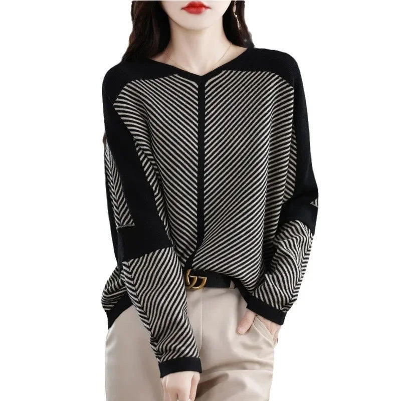 Ariana™ | Striped V-Neck Sweater