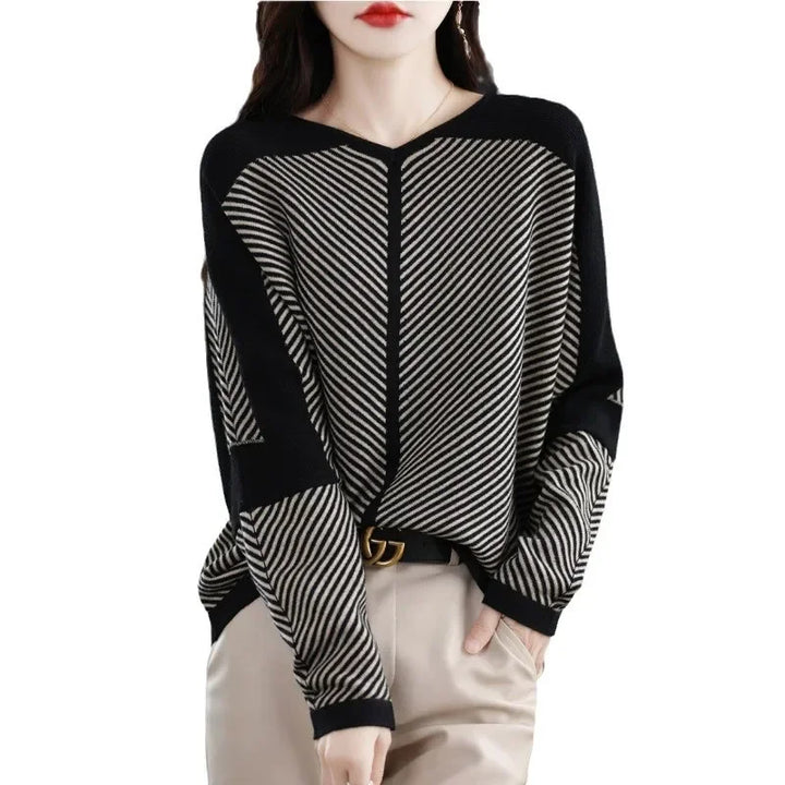 Ariana™ | Striped V-Neck Sweater