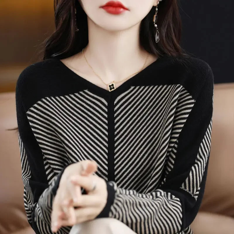 Ariana™ | Striped V-Neck Sweater