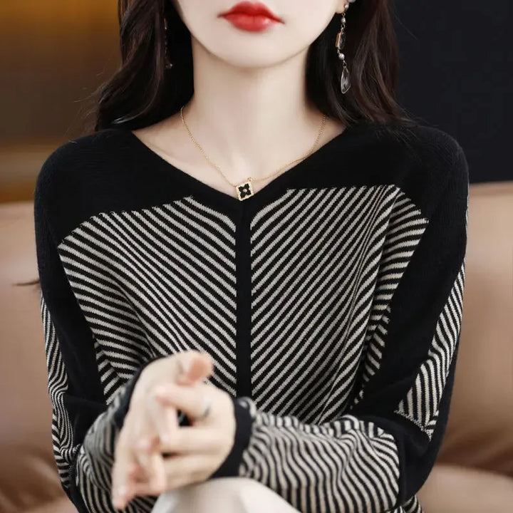 Ariana™ | Striped V-Neck Sweater