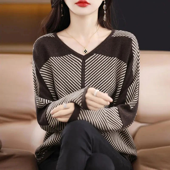 Ariana™ | Striped V-Neck Sweater