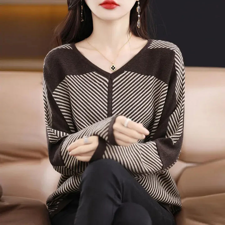 Ariana™ | Striped V-Neck Sweater