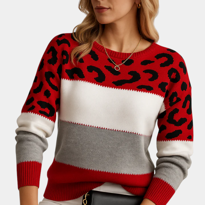 Ursula™ | Leopard Print and Color-Block Sweater