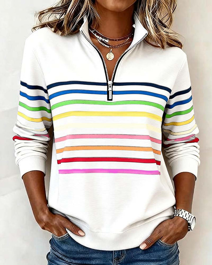 Bianca™ | Rainbow Stripe Zip Pullover