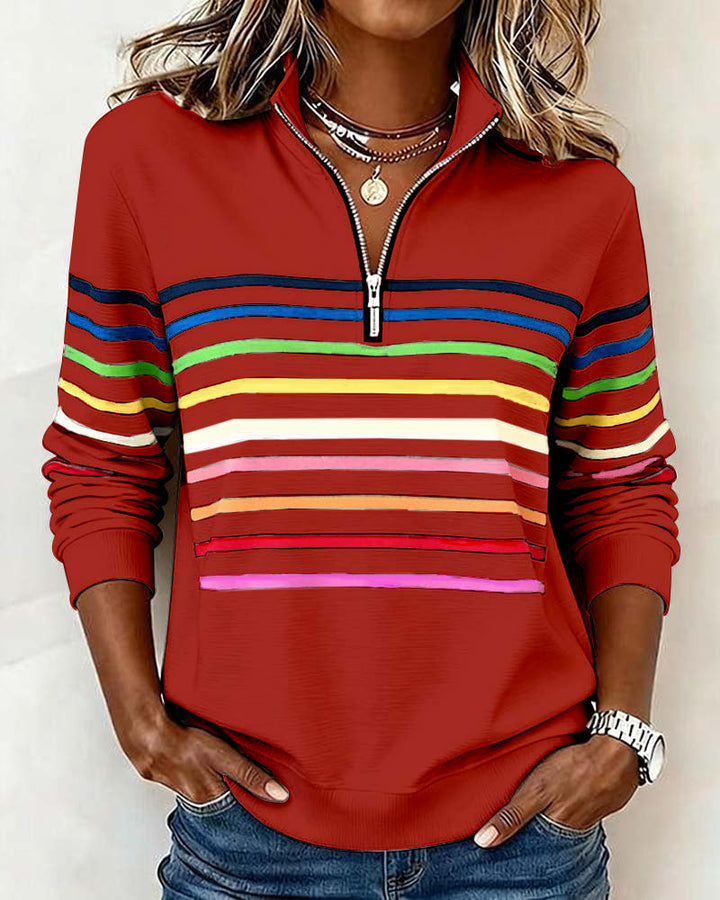 Bianca™ | Rainbow Stripe Zip Pullover