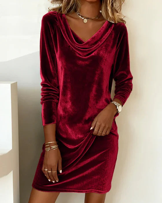 Daniela™ | Velvet Cowl Neck Dress