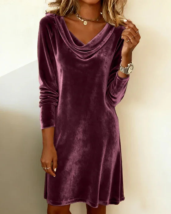Daniela™ | Velvet Cowl Neck Dress