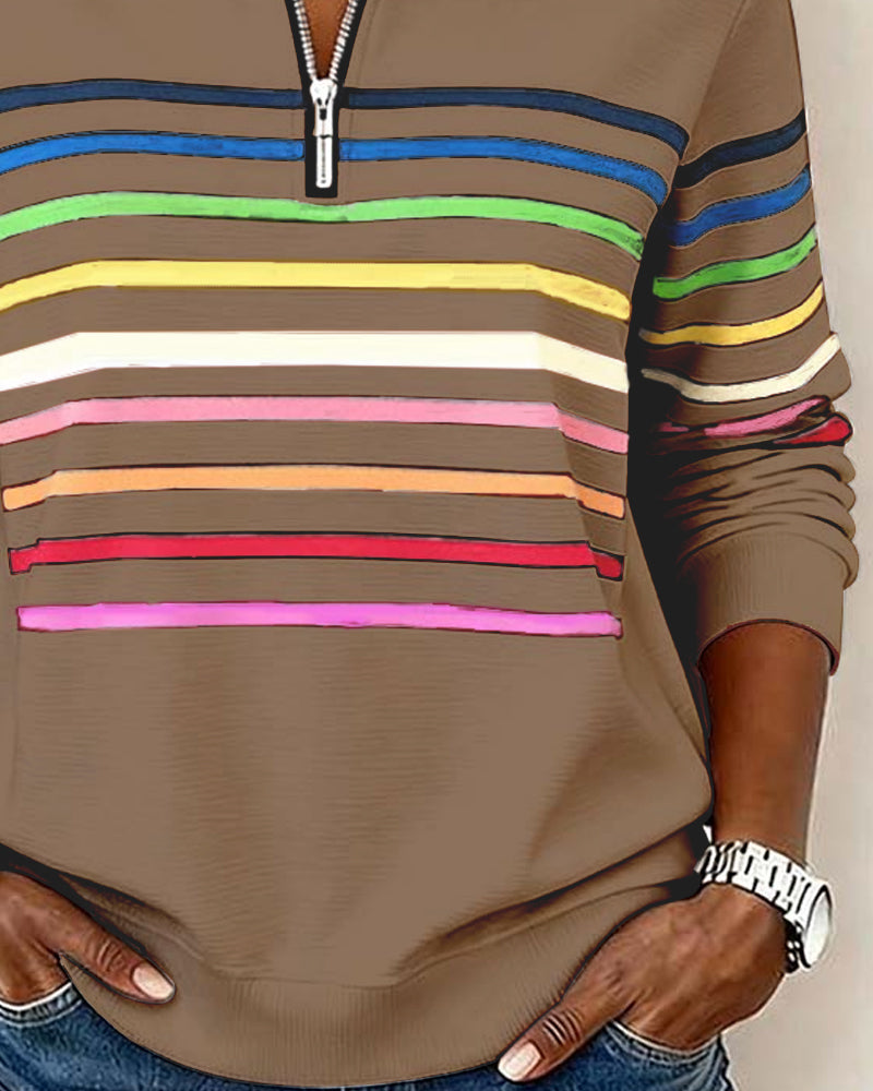 Bianca™ | Rainbow Stripe Zip Pullover