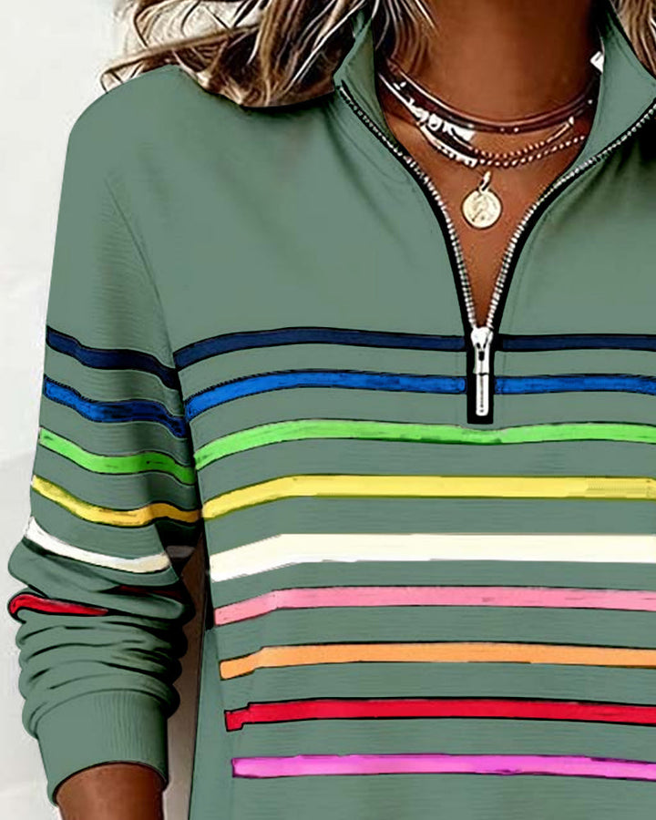 Bianca™ | Rainbow Stripe Zip Pullover