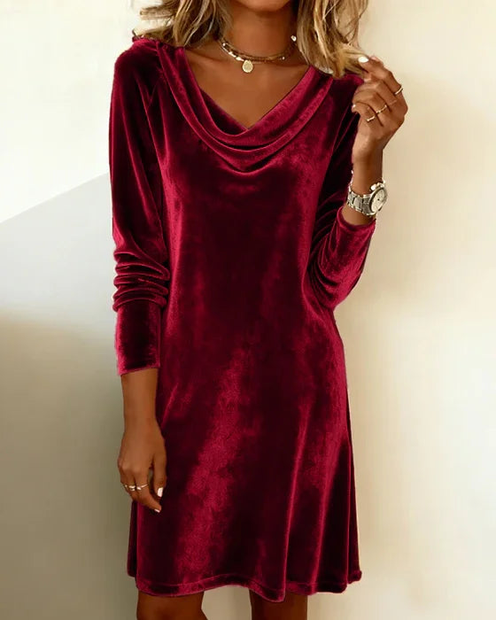 Daniela™ | Velvet Cowl Neck Dress
