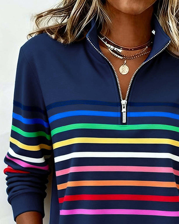 Bianca™ | Rainbow Stripe Zip Pullover
