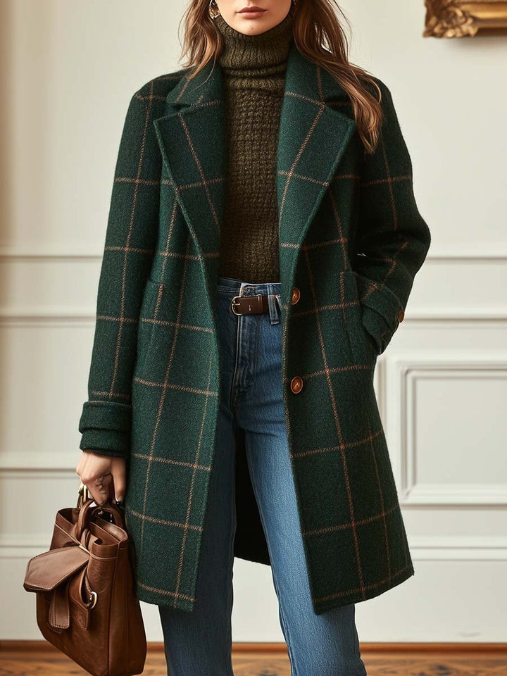 Layla™ | Retro Plaid Tweed Coat