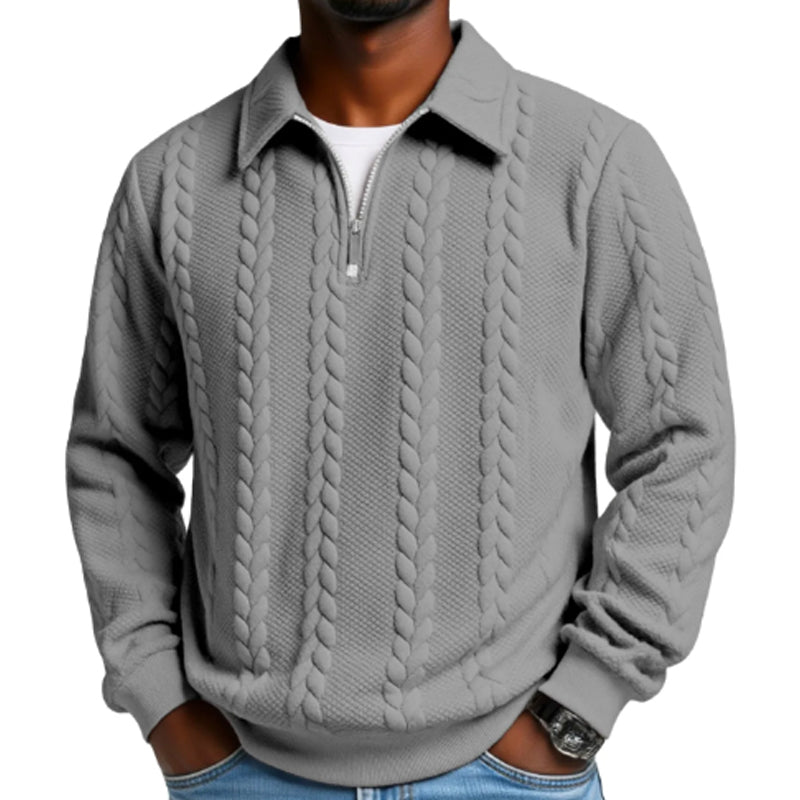 Adam™ | Cable Knit Zip-Collar Sweater