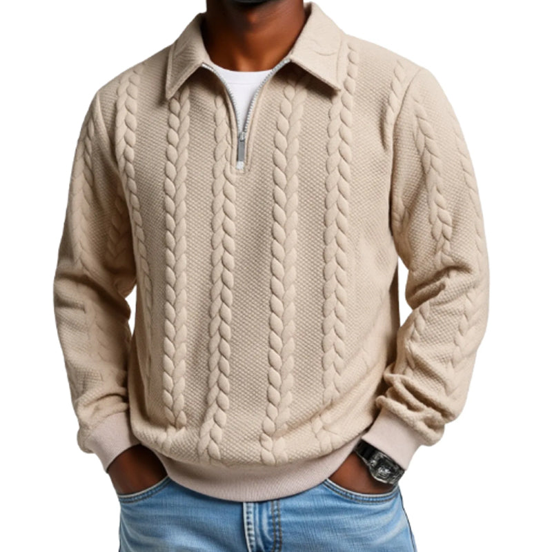Adam™ | Cable Knit Zip-Collar Sweater